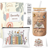 MOIZYNG book lover glass cup 16oz with floral art for cozy reading