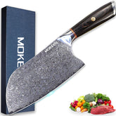 MOKEEN cleaver 7 inch blade with Damascus pattern for precise slicing