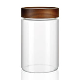 MOLADRI clear glass storage canister with airtight lid for organized pantry storage.