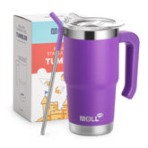 Mollcity Kids 16oz tumbler with purple handle, durable build for daily use