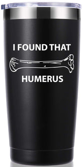 momocici humerus 20oz tumbler close-up shows durable stainless interior and black finish