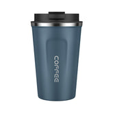 MOMSIV 12oz travel mug blue cap close-up highlighting leakproof lid for on-the-go sipping