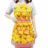 MomWow chicken egg apron in yellow with 11 pockets for secure egg gathering.