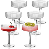 Montex coupe glasses with ribbed finish ready for elegant cocktails.
