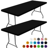 Moosfor Spandex tablecloth 6ft stretched on table for a snug fit.