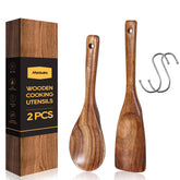 Mooues teak wood spatula spoon for versatile stirring and serving in the kitchen.
