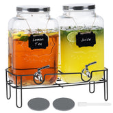 Moretoes 2-gallon glass dispenser with stand for steady serving at parties