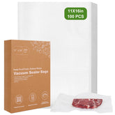 Moretoes gallon-size vacuum bag 11x16 in use for meal prep freshness.