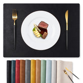 MOSAYT faux leather placemats with textured surface protect your table from scratches and spills.