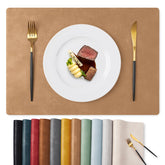 MOSAYT vinyl placemats in camel color protect tables during meals and gatherings