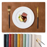 MOSAYT vinyl placemats with faux leather texture protect surfaces while adding style.