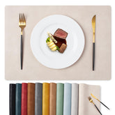 MOSAYT vinyl placemats set6 beige protect tables from scratches and spills.