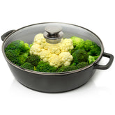 Moss & Stone 12-inch skillet with lid delivers quick, even heating and easy release.