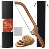 MOTAIPEAK bread knife front view with Sapele wood handle for precise slicing.