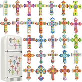 Motipuns cross diamond pattern magnets sparkling on a fridge for festive decor