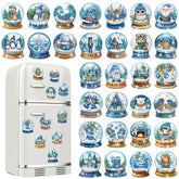 Motipuns winter diamond art magnets showcase crystal ball designs for stylish fridge decor.