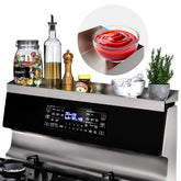 Mount Walker 30-inch stove top shelf front view adds extra kitchen storage.