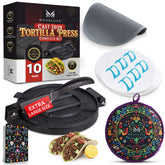 Movaluxe 10-inch tortilla press for quick, even tortillas at home.