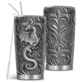 MoYueno dragon gifts mug front view, 20oz capacity for daily dragon-themed sipping.