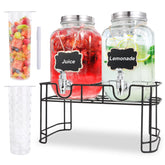 MR.KIANGCI 1 gallon glass drink dispenser for parties, smooth pour setup.
