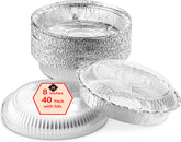 Mr Miracle 8-inch round pans with clear lids for convenient baking and serving.