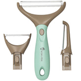 Mr&Mrs White 3-in-1 peeler set with interchangeable blades for versatile, space-saving prep.