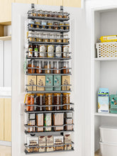 MSERCUOR over door pantry organizer 9-tier with quick, adjustable storage for spices.