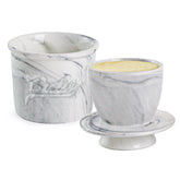 MSJGA butter crock with water lid closeup showing seal for soft butter