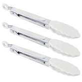 MSY BIGSUNNY 7-inch tongs snow white front view for versatile kitchen serving.