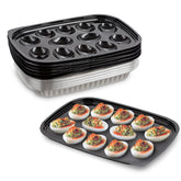 MT Products clear deviled egg container holding 12 halves for easy entertaining