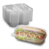 MT Products clear hot dog container top view with secure hinge for freshness