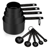 Muchtolove 9-piece set close-up, rugged stainless steel for precise baking measurements.