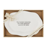 Mud Pie Memories Platter with scalloped edge in white ceramic, ideal for serving.