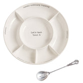 Mud Pie taco bar condiment platter in white, ideal for party spreads.