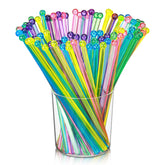 Mudder crystal swizzle sticks with round top in multi-color for elegant cocktails.