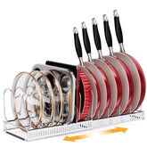 MUDEELA pot rack expandable under-cabinet keeps pots neatly organized and saves space