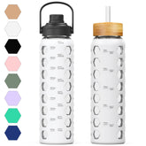 MUKOKO 32oz bottle with bamboo lid for easy, stylish hydration at home or gym