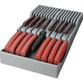 Mulikeer knife holder in-drawer with drain holes keeps knives dry and organized.
