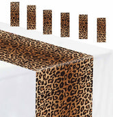Munilail leopard table runner laid flat for quick leopard-theme setup.