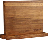 Musifan magnetic knife block closeup with durable wood grain for secure knife storage