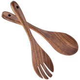 Muso Wood Acacia salad servers closeup showing natural wood grain and smooth finish