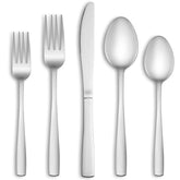 Mutnitt 30-piece silverware set for six displayed on table, balanced for comfortable family dining