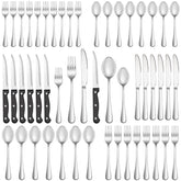 Mutnitt 48-pcs silverware set for 8 on display, ideal for family dinners.