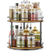 MUTUALUS 12.4-inch Lazy Susan two-tier turns smoothly for organized spice storage.