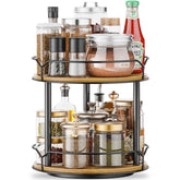 MUTUALUS Lazy Susan 2-Tier top view for easy spice access