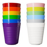 Muulaii 12-pack cups in bright colors for easy party setup and kid-friendly drinks