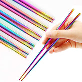 MUYOS rainbow stainless steel chopsticks, 23 cm, durable and reusable for daily meals.