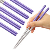 MUYOS stainless steel chopsticks 5-pair purple set for stylish dining.