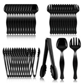 Mwellewm 36Pcs plastic serving utensils set in packaging for organized setups
