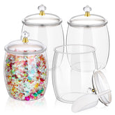 mwellewm candy jars four-pack with lids and spoons for organized snacks